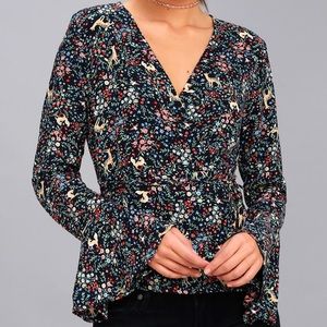 Lulu’s extra-small woodland patterned top